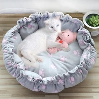 pet dog bed super soft kennel round fluffy cat house warm comfortable sleeping cushion mat sofa washable puppy plush