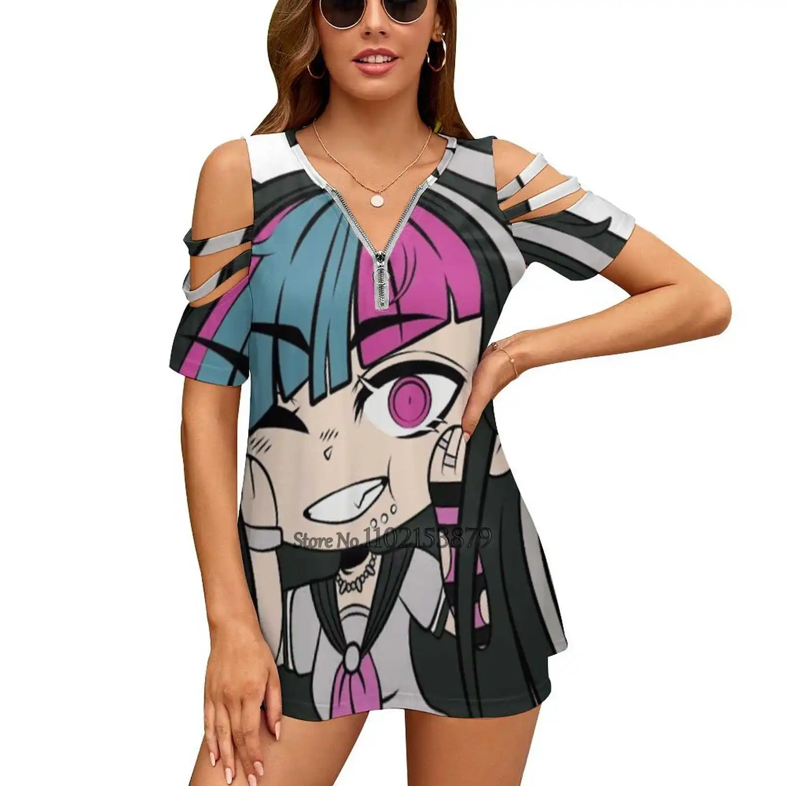 Gacha Life - Cute Girl-Женская одежда с V-образным вырезом топы на молнии Женская