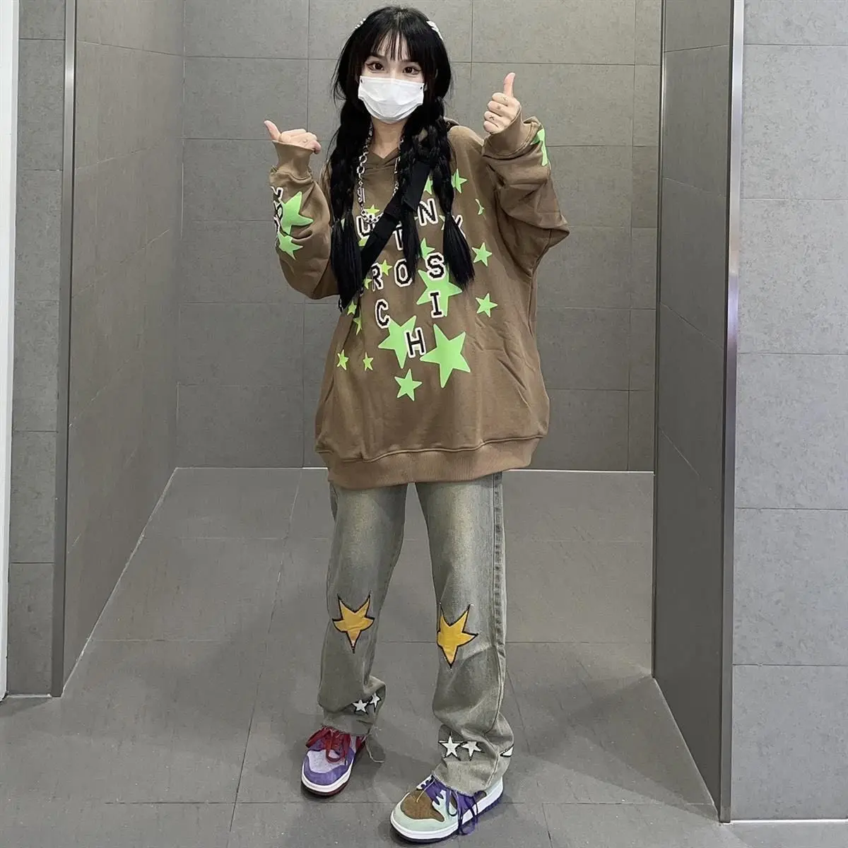 American street jeans men and women's high waist loose straight tube 2022 autumn new hip hop wide leg pants show thin fashion in