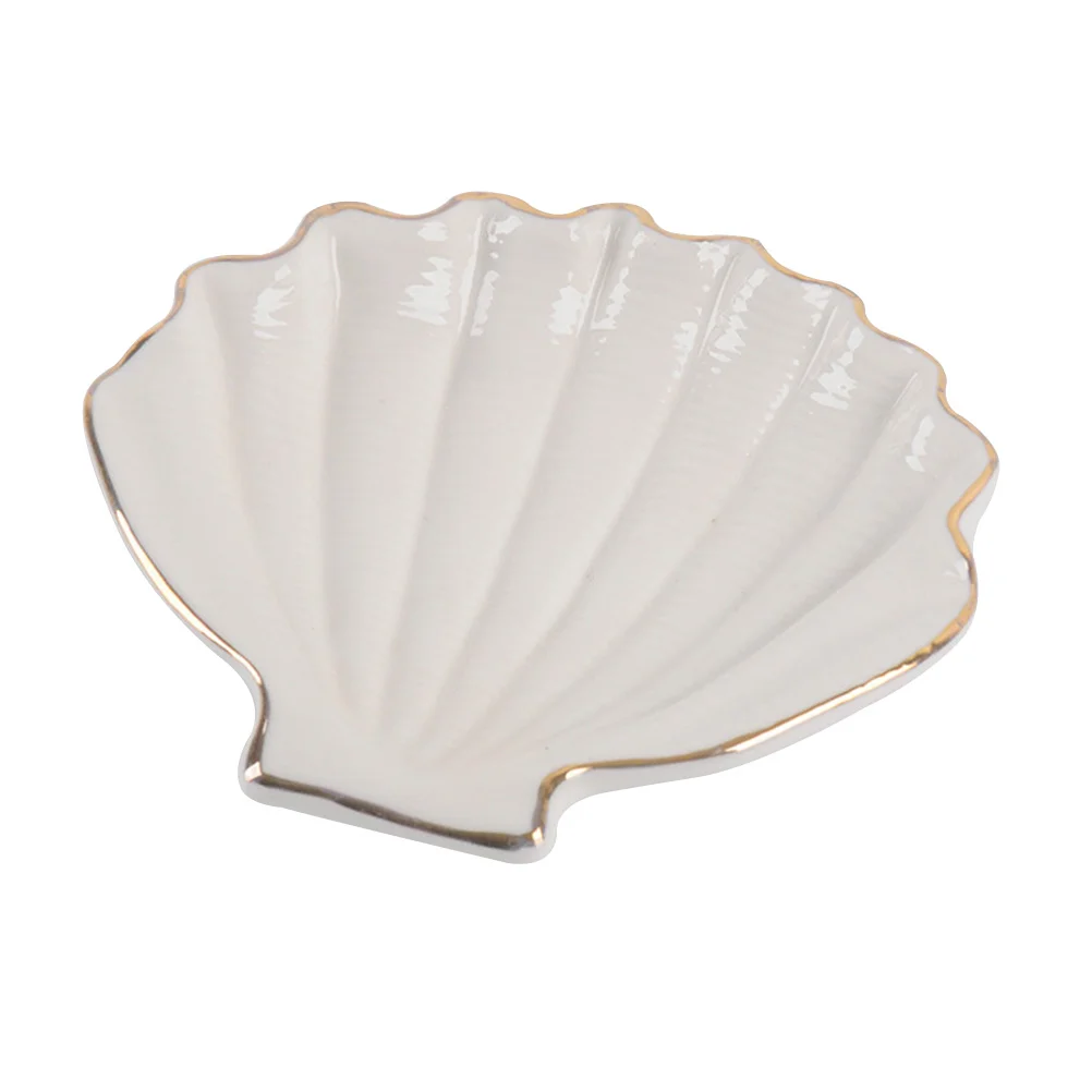 

Jewelry Dish Tray Trinket Plate Shell Holder Ceramic Ring Earring Stud Ear Plates Necklace Seashell Organizer Dipping Fruit Dry