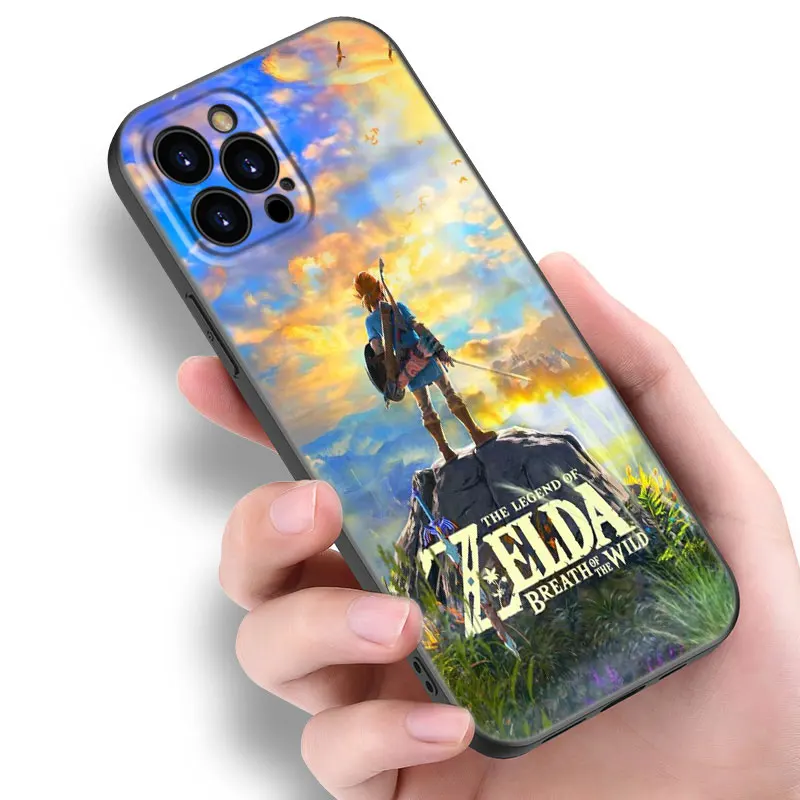 Черный силиконовый чехол Z-Zeldas для Apple iPhone 12 13 Mini 11 14 15 Pro Max 7 8 Plus X XR XS SE 2020 2022