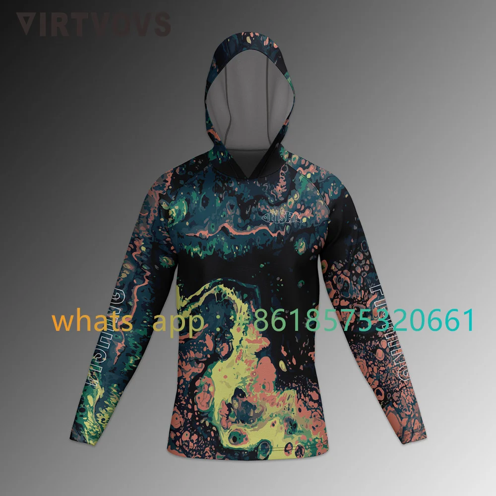 Pro Fishing Apparel Summer Outdoor Men Long Sleeve T Shirt Fish Shirt Sun Protection Breathable Hooded Angling Clothing 2023 New