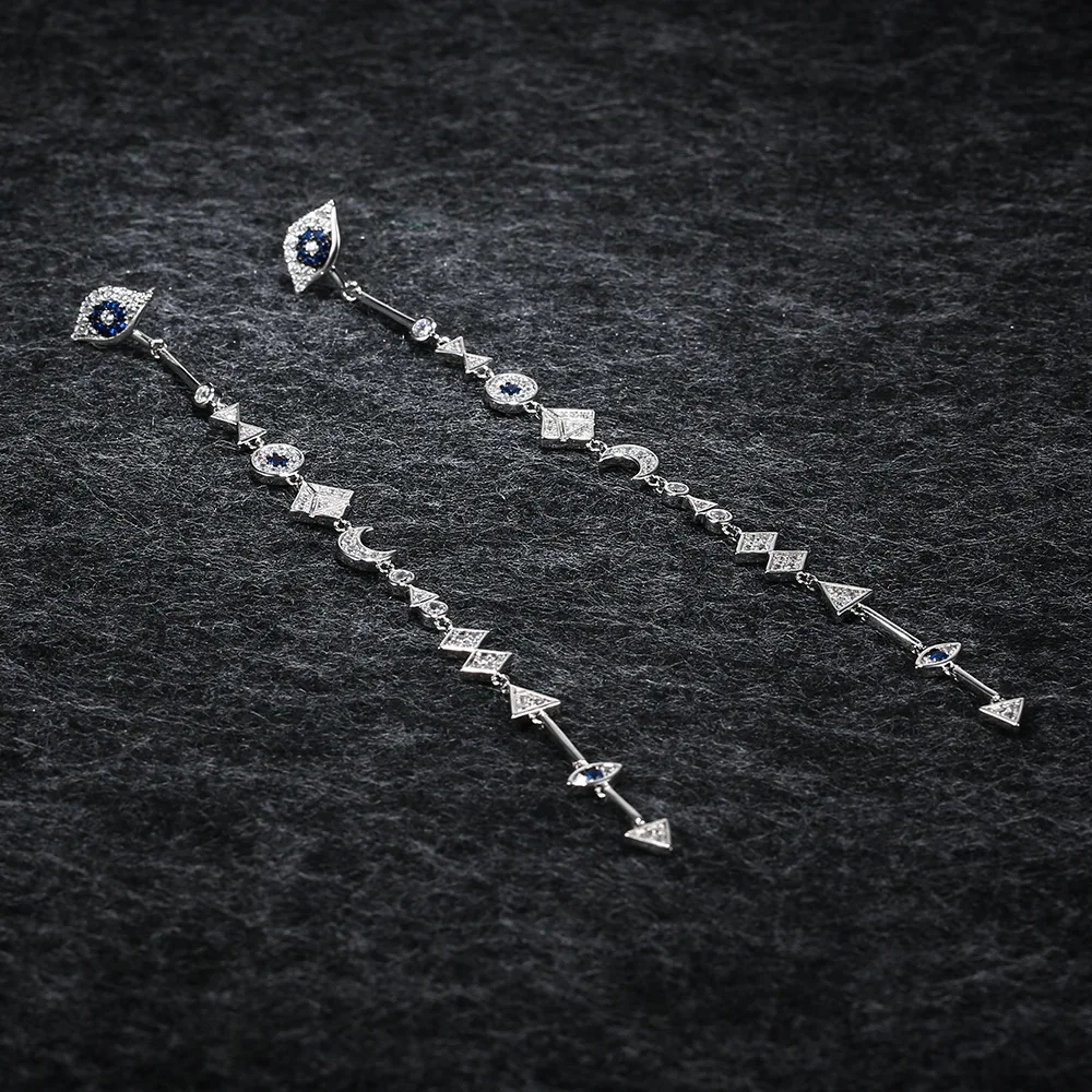 

APM STYLE High Quality 925 Sterling Silver Devil's Eye Pendant Star And Moon With Diamond And Silver Earrings Gift