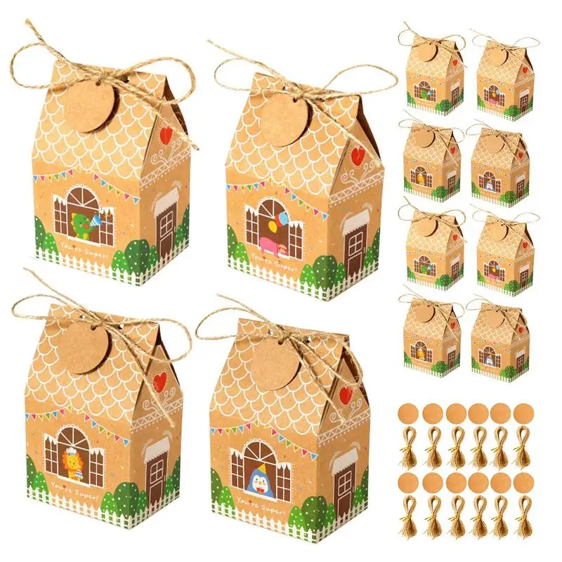 

Подарочные пакеты из крафт-бумаги 12 шт., рождественские подарочные пакеты из крафт-бумаги