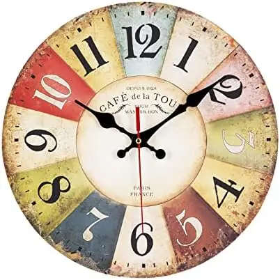 

Reloj de Pared de 12 Pulgadas, Reloj de Pared silencioso de Madera Vintage, Reloj Que Hace tictac, Reloj Retro para decoración