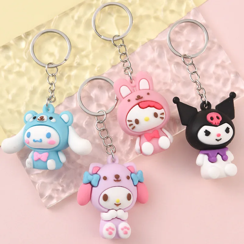 Kawaii Key Chain Sanrioed Hello Kitty Figure Cinnamoroll Anime Car Bag Pendant Cartoon Phone Decor Ornament Keychain Accessories