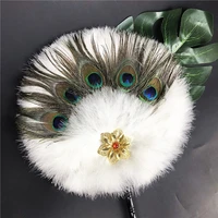 peacock feather fan photography props stage performance dance fan craft gifts fan round hand fan wedding party decoration