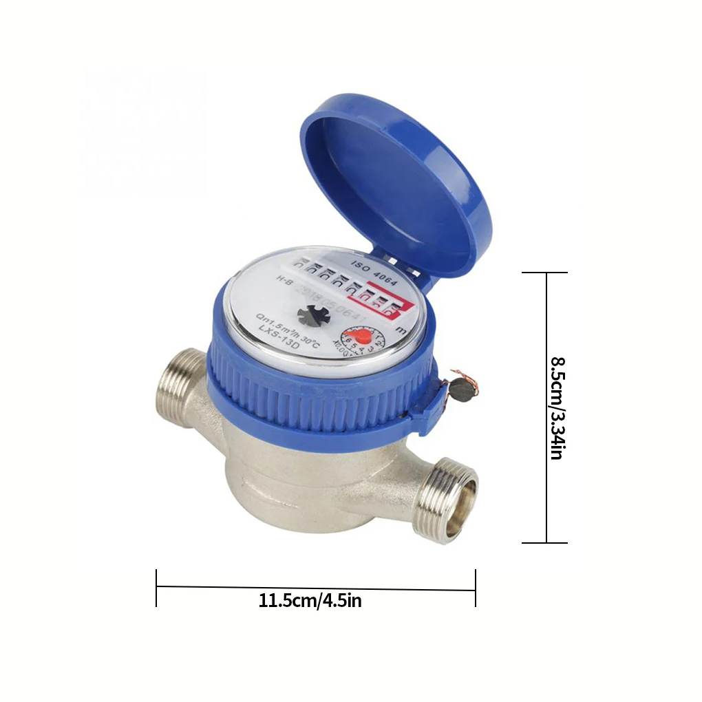 

Cold Water Meter 15mm 1 2 inch Water Meter with Protective Cover Free Brass Fittings for Garden Home