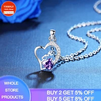 to my love tibetan silver s925 necklace with love letter purple heart zircon crystal pendant necklace choker jewelry gift