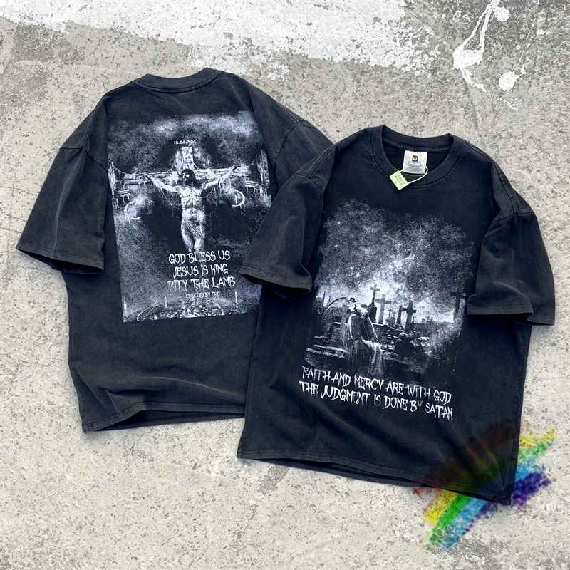 

Vintage Jesus T Shirt Men Women High Quality Washed 2023ss Summer T-shirts Oversized Tops Tee