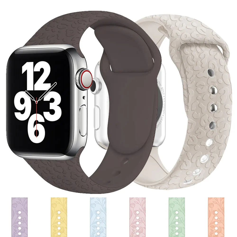 

Sport Strap for Apple Watchband 44mm 40mm 38mm 42mm 41mm 45mm Printed Silicone Bracelet for iwatch series 7 6 5 4 3SE watch band