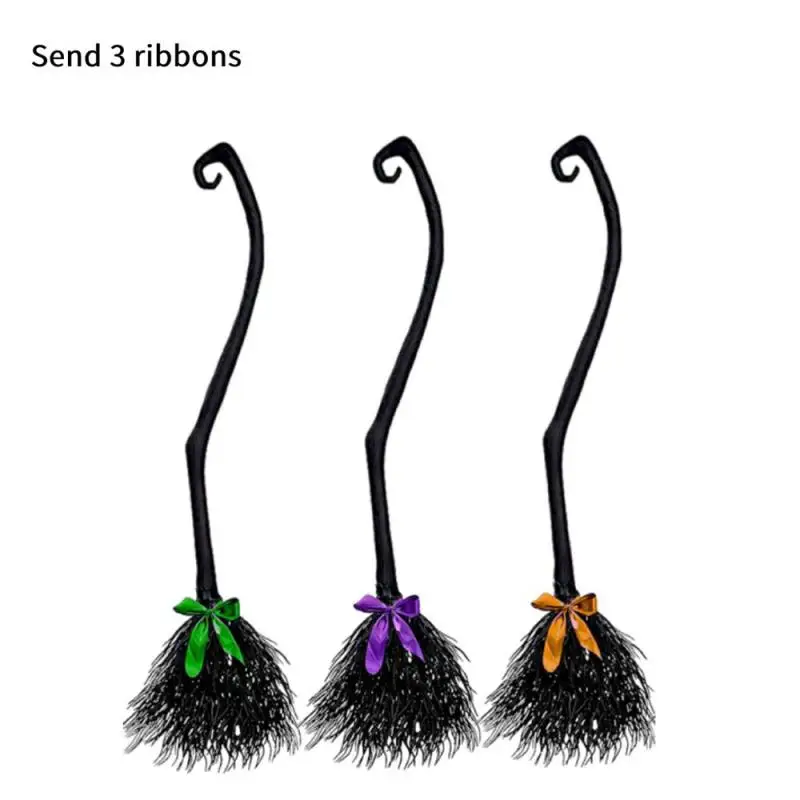 

Spooky Halloween Party Decoration Witches Broom with Ribbon - Perfect Photo Booth Accessory and Favor for Celebrations Cosplay