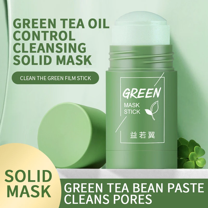 

Green Tea Clearing Solid Mask Purifying Clay Stick Mask Oil Control Skin Care Anti-Acne Remove Blackhead Mud Mask Clean Skin