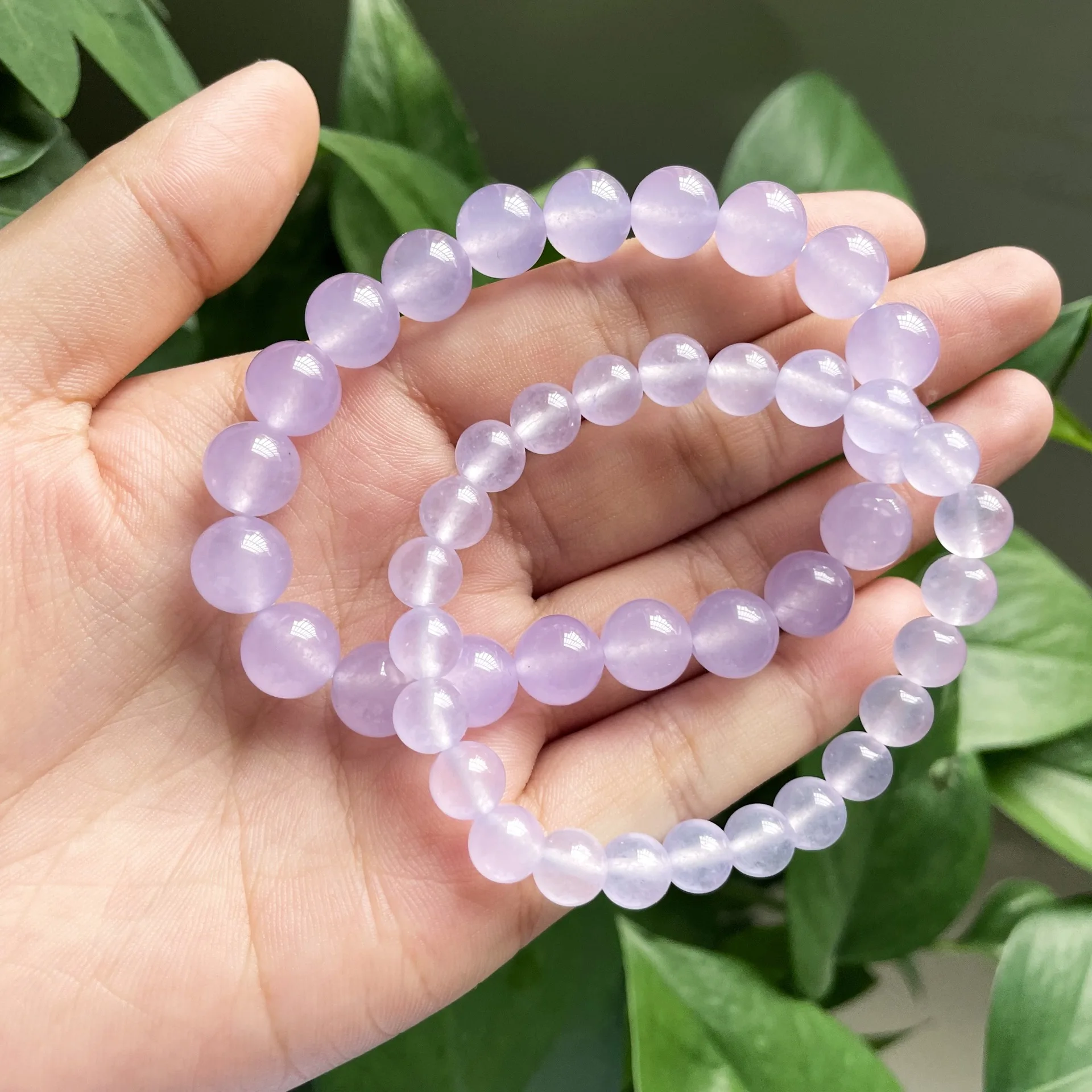 

Light Purple Chalcedony Jades Beads Bracelets Natural Stone Round Jewelry Elegant Healing Strand Bangles Women Fashion Gifts