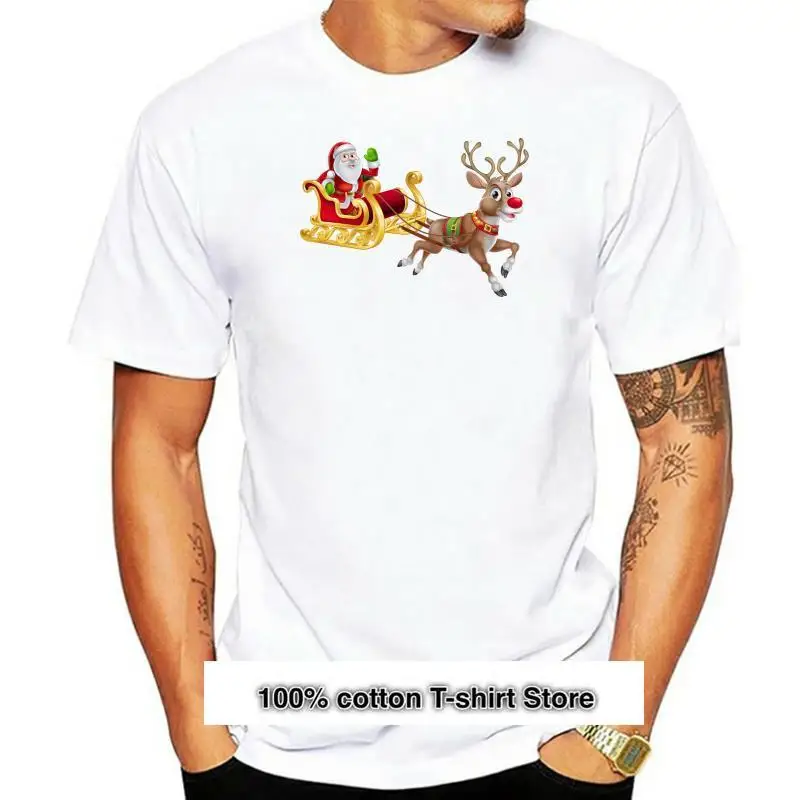 

Camiseta de Papá Noel y Reno para mujer, ropa de moda de Navidad Harajuku, blanca, adecuada для всех звезд, nueva