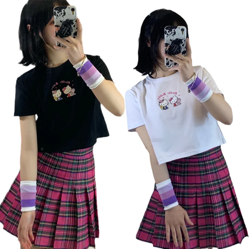 

Kawaii Cartoon My Melody New Cotton T-Shirt Design Sense Niche Short Slim Short-Sleeved Top Women's Summer Japanese Ins Gift