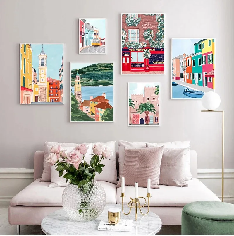 

York Paris Ireland Landscape Wall Art Canvas Painting Print Pictures for Living Room Decoration Home Decor Famous City Poster