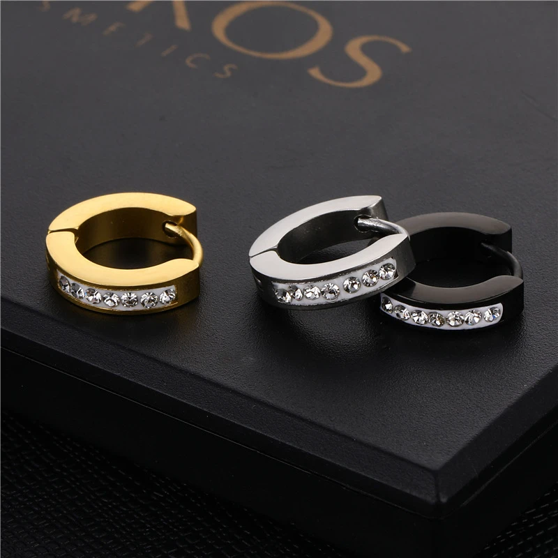 

Simple Shine Circle Hoop Earrings Stainless Steel Round Piercing Ear Jewelry For Women Men Punk Zircon Tragus Mujer Gifts