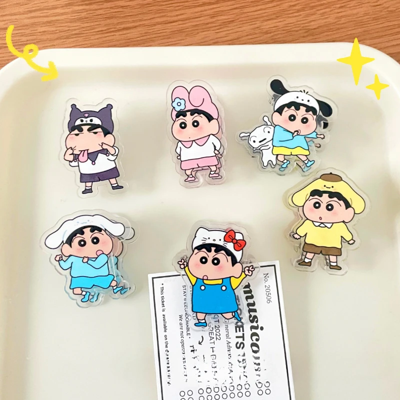 

5PCS Sanrio My Melody Pompompurin Sealing Clip Cinnamoroll Hello Kitty Kuromi Pachacco Crayon Shin-chan Cartoon Storage Pp Clip