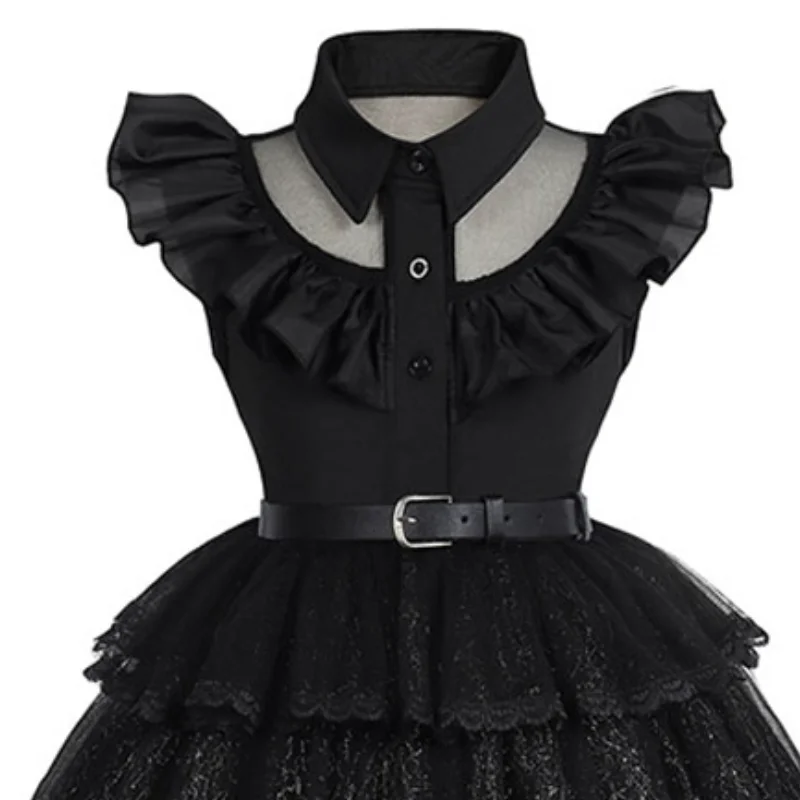 Черное платье Adams для девочек на Хэллоуин новая среда воротник с летающими