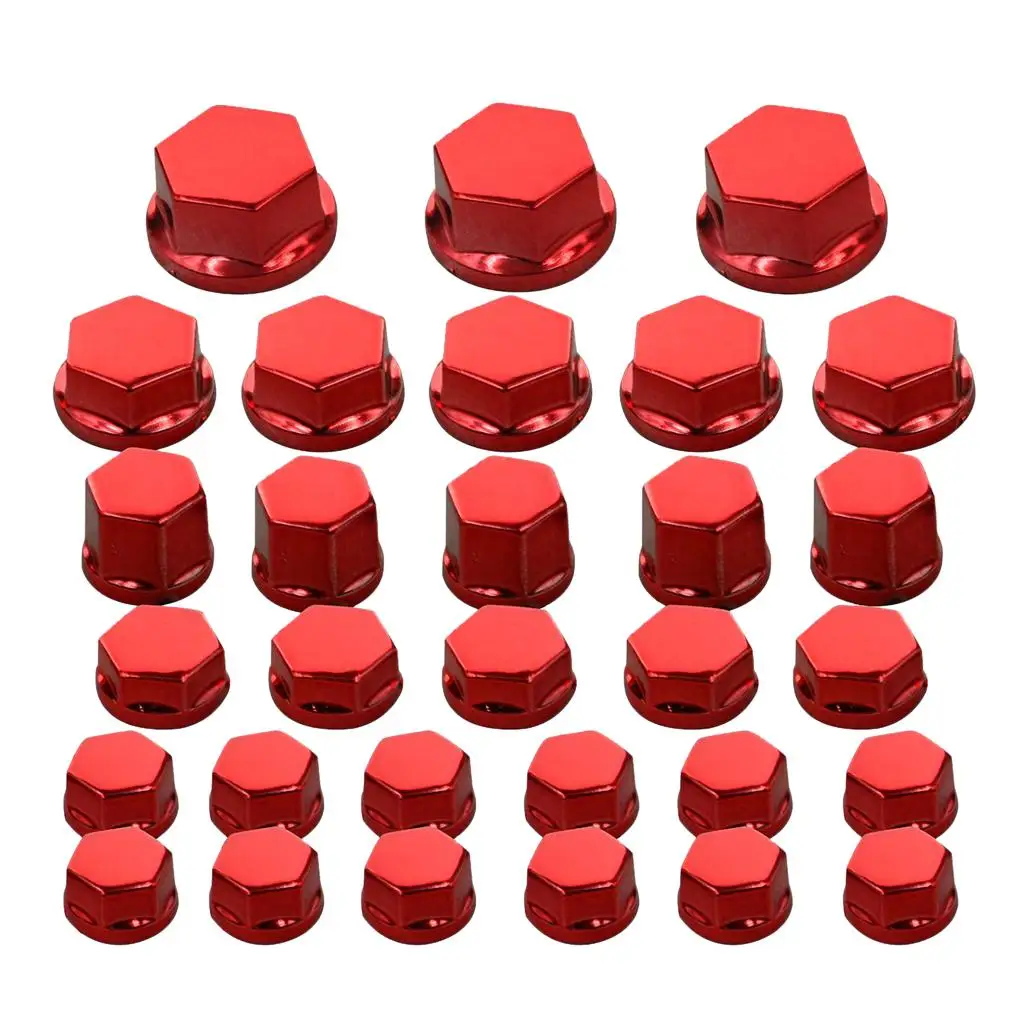 

30Pc motorcycle nut screw cover for Red