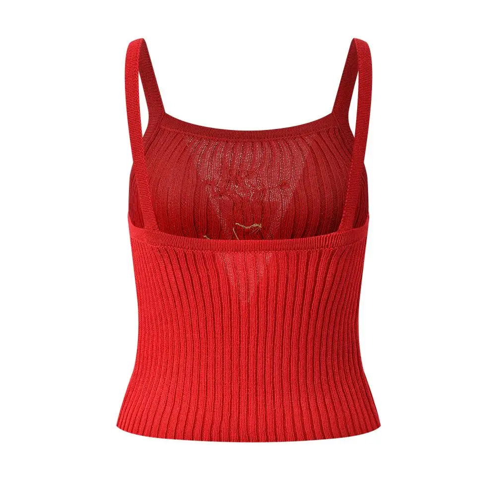 Женский трикотажный жилет на бретелях облегающий черный Трикотажный в полоску с