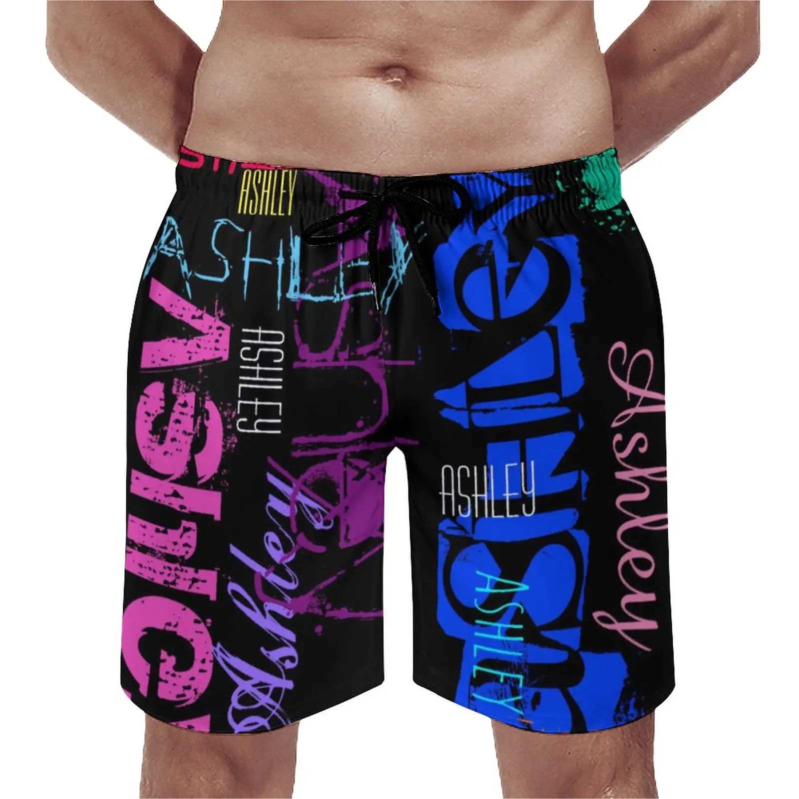 

Summer Board Shorts Word Graffiti Print Running Surf Letters HWC Beach Shorts Casual Quick Drying Swimming Trunks Plus Size 3XL