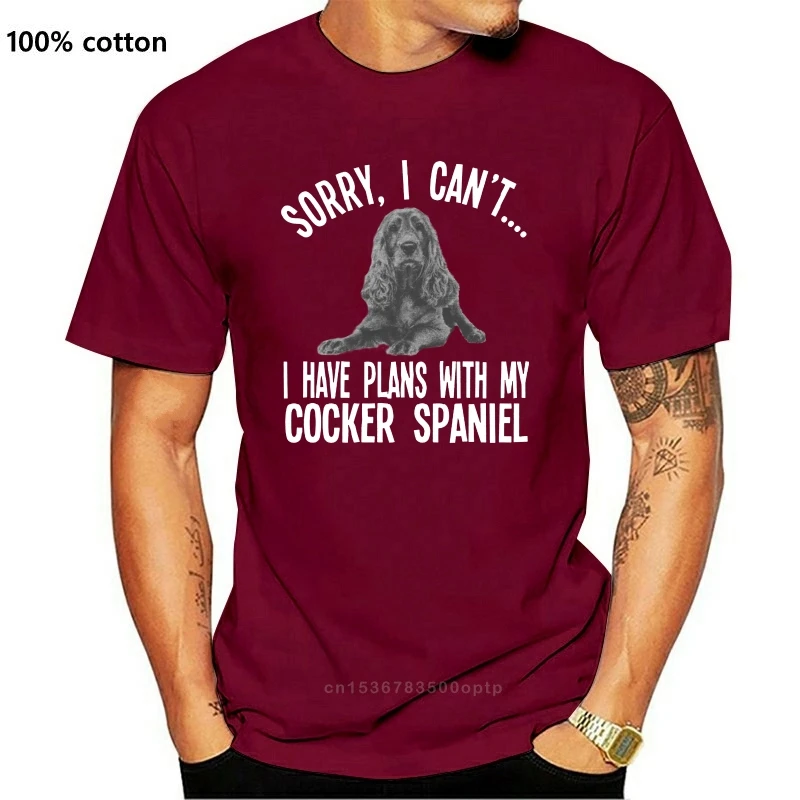 

Fashion Sorry I Cant I Have Plans With My Cocker Spaniel Dog T-Shirt Mens Unisex Design Short-Sleeve Retro T Shirts