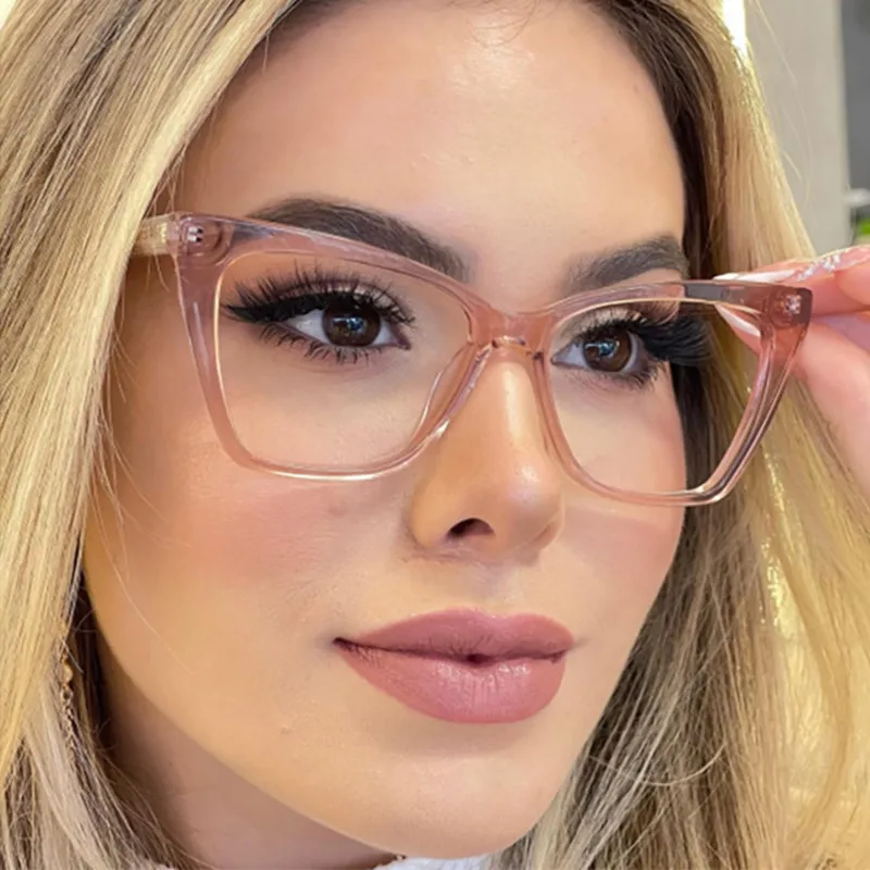 

2022 Fashion Polygon Reading Farsightedness Glasses Women Plus Point Sight 0 To +6 Anti Blue Light Rays Computer Ladies Eyeglass