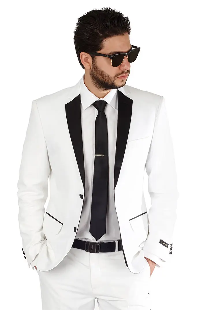 

2022 White 2 Pieces (Jacket+Pants ) Custom Groom Slim Fit Fashion Prom Party Wedding Dress Banquet Dress Men's Business Suit