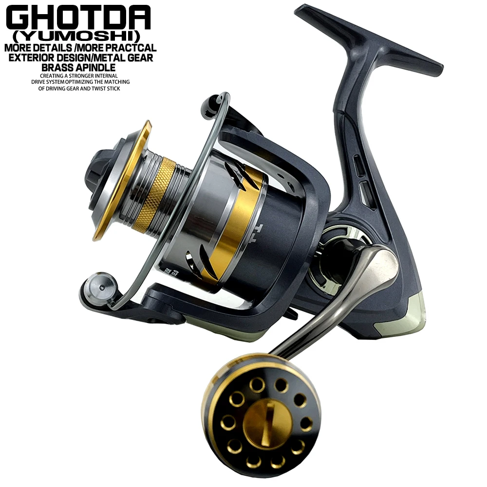 

GHOTDA Leisure Tourism Spinning Wheel Fishing 2000 3000 4000 5000 6000 7000 Series Metal Gear Brass Spindle Fishing Reel