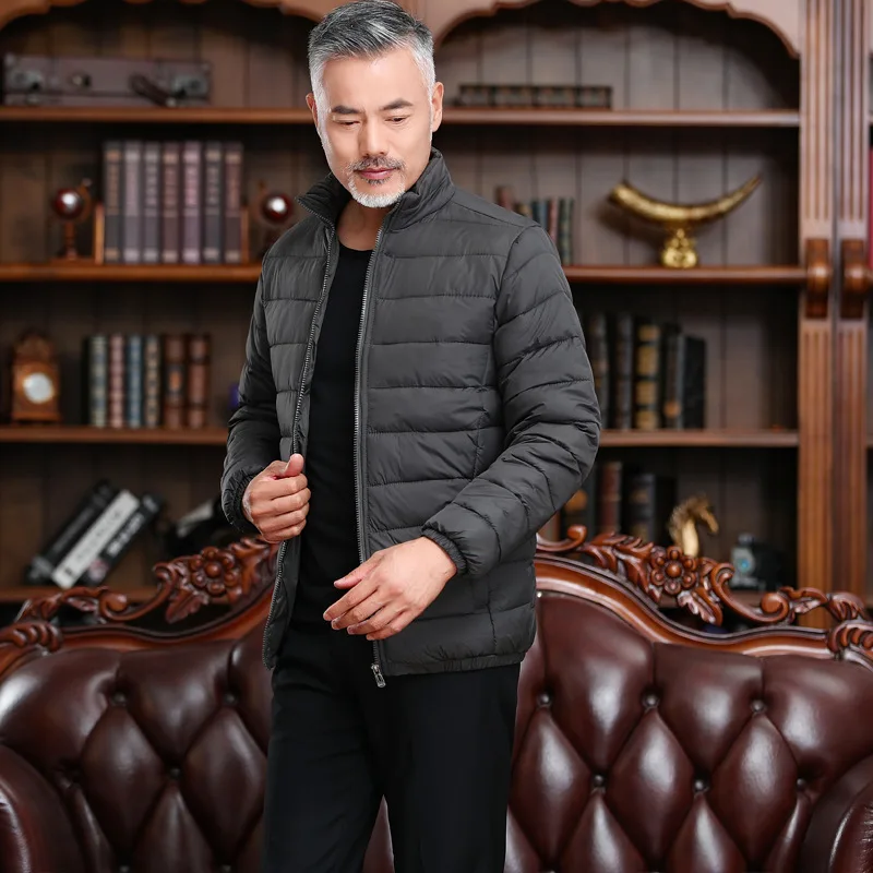 New Casual Men's Lightweight Padded Clothes middle-aged and elderly short plus size padded jacket Men's winter jackets parkas