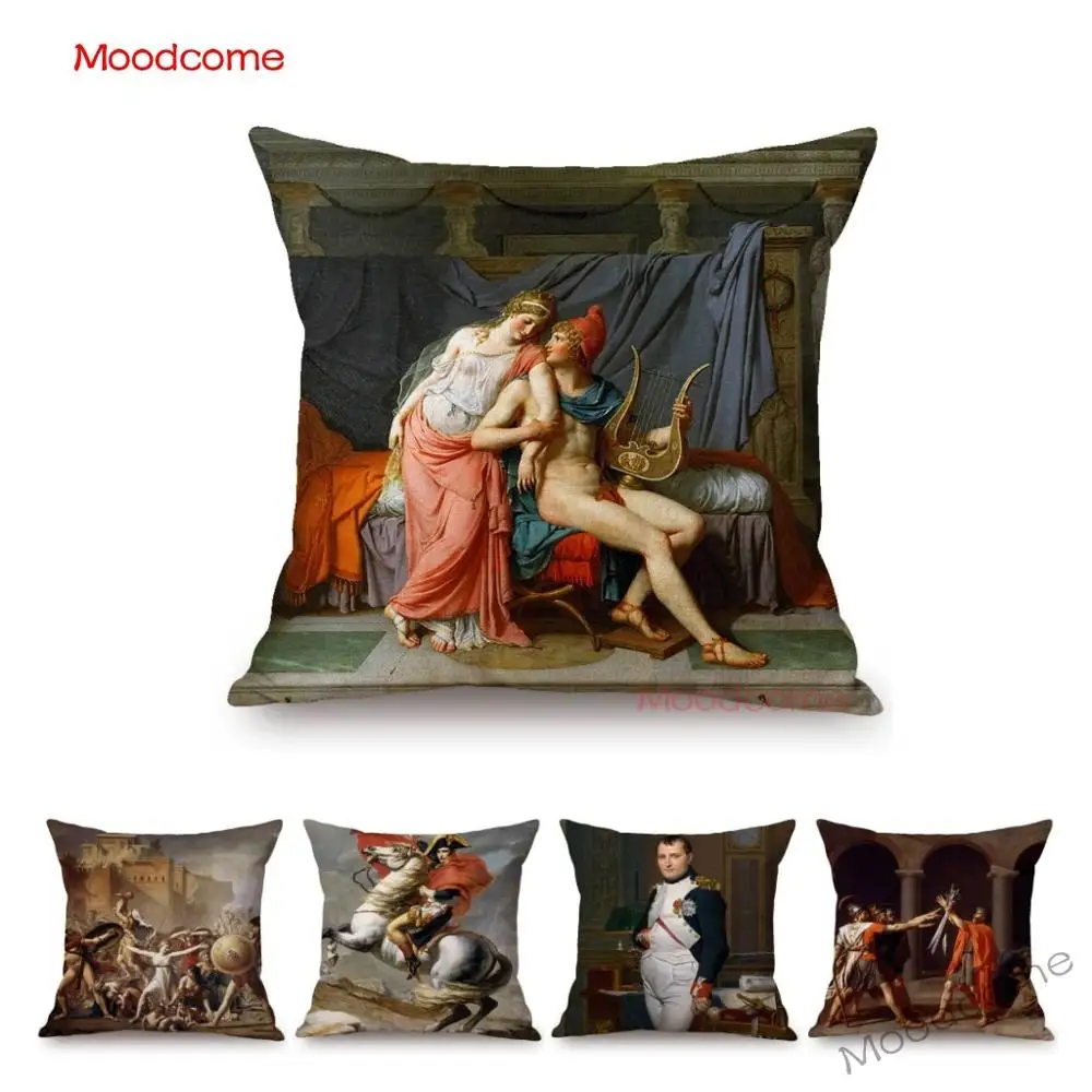 Jacques-Louis David  Germanic Art Neoclassicism Oil Painting Napoleon French Revolution Art Pillow Case Linen Sofa Cushion Cover