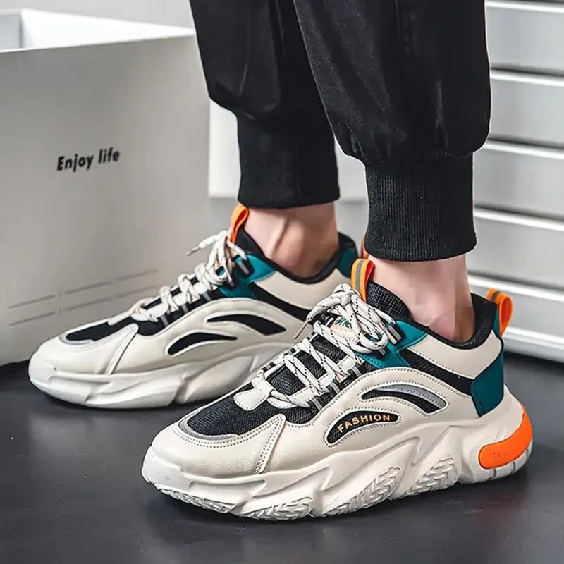 

Summer Outdoor Sports All-match Trendy Shoes Mixed Color Casual Sneakers Comfortable Lace-up Non-slip Wear-resistant Men's Shoes