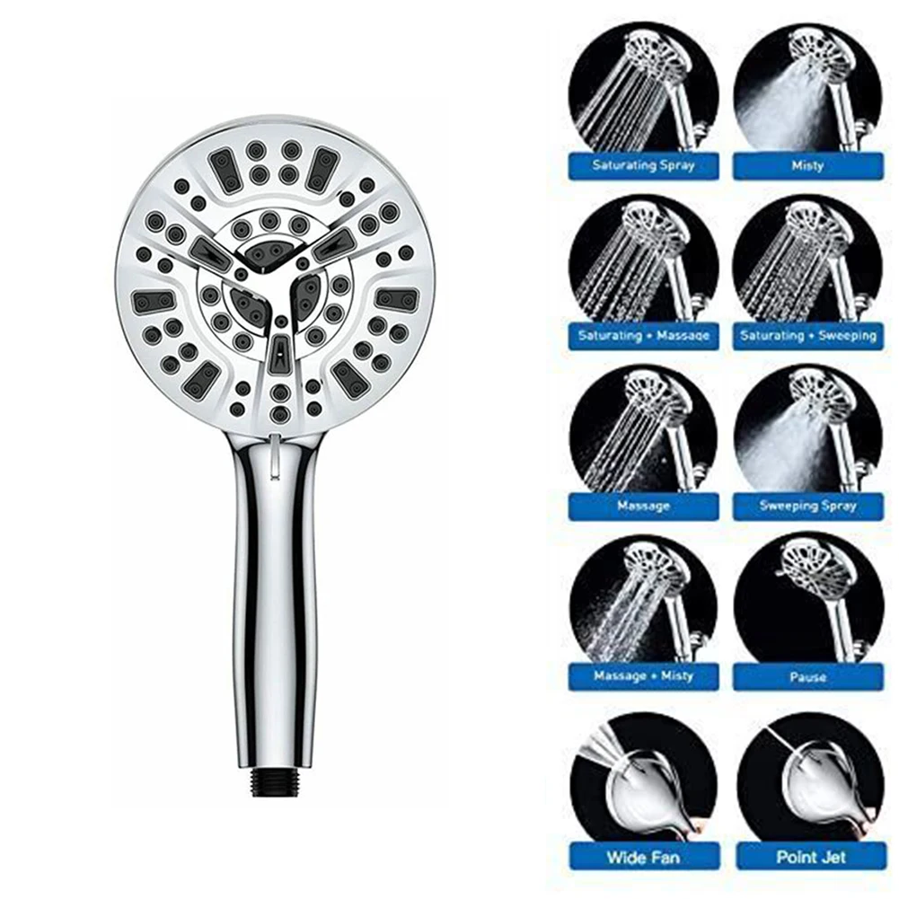 

Handheld Shower Head Antimicrobial High Pressure Super Powerful Jet Wall Mounted 10 Functions 5.04×2.09×10.9 Inch