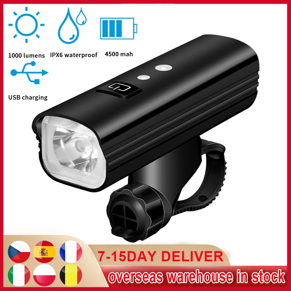 

Bicycle Light 4500mAh USB Rechargeable MTB Mountain Road Bike Front Lamp Headlight Flashlight Waterproof Cycling Accessories