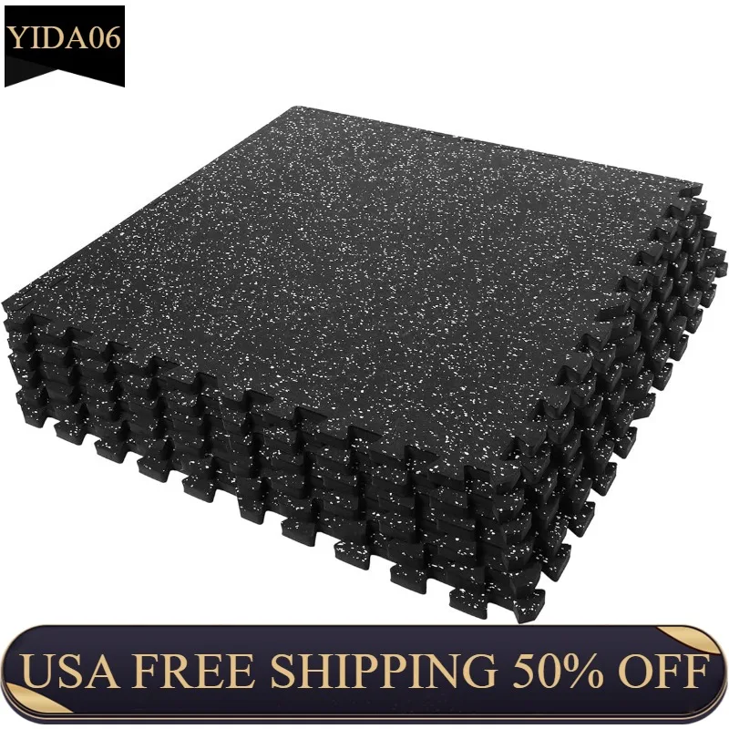 

SUPERJARE 0.56 Inch Thick Exercise Equipment Mats, 6 Tiles EVA Foam Mats with Rubber Top, Interlocking Rubber Floor Tiles