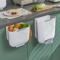 creative kitchen trash can folding kitchen cabinet door wall mounted foldable sorting trash can household dustbin poubelle