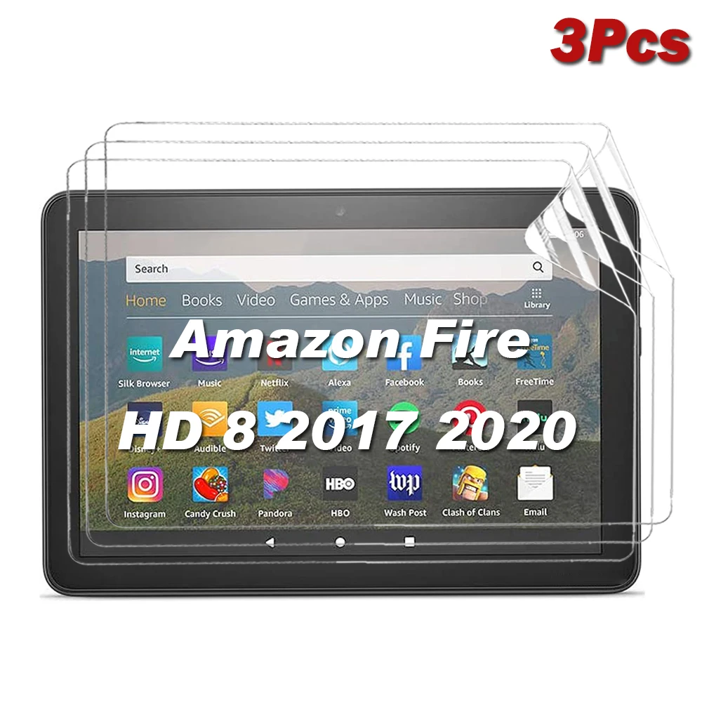 

3 Pack soft PET screen protector for Amazon Kindle fire HD 8 2017 Plus 2020 tablet protective films For Amazon Fire HD 8 2020
