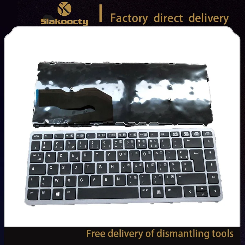 

Siakoocty new FOR Hp 840 G1 G2 Silver Frame Black Color FR Keyboard