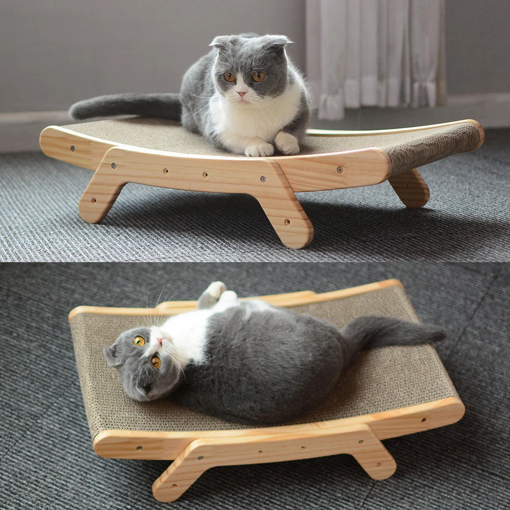 

Wooden Cat Scratcher Corrugated Paper Cat Scratcher Sofa Bed 3 In 1 Pet Toys for Cats Training Grinding Claw Cat Scratch Board