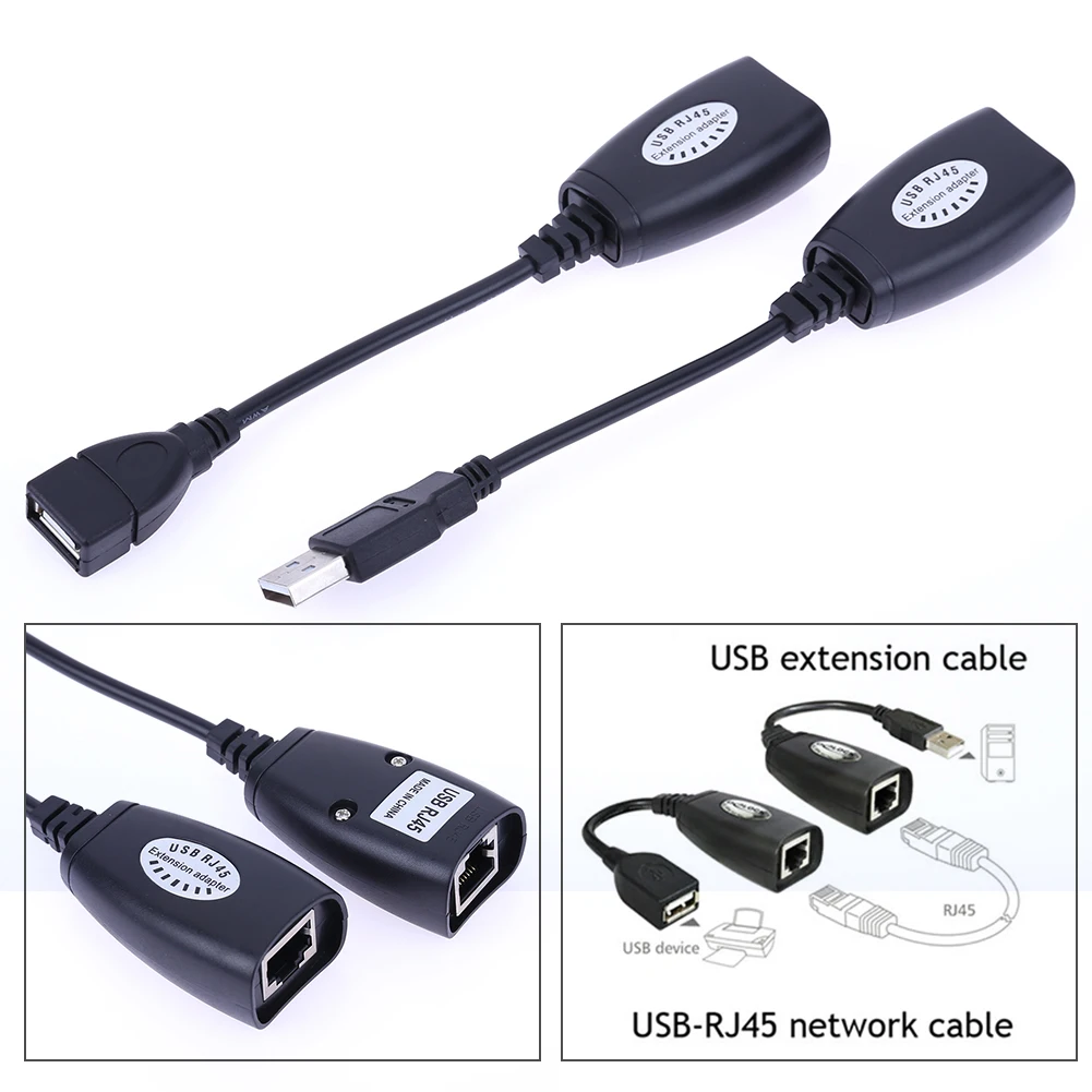 

2 шт. удлинитель кабеля USB к RJ45 RJ 45 LAN, удлинитель кабеля для Cat5 RJ45 Cat6, патч-корд, черные Сетевые Аксессуары