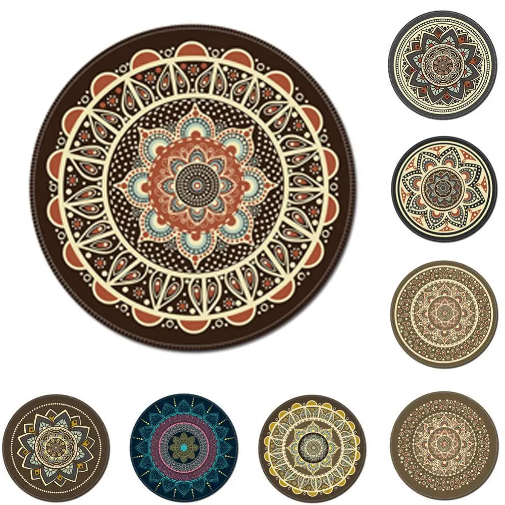 

Mouse Pad Vintage Bohemian Round Computer 3D Game Carpet Mat Anti Slip Mousepad