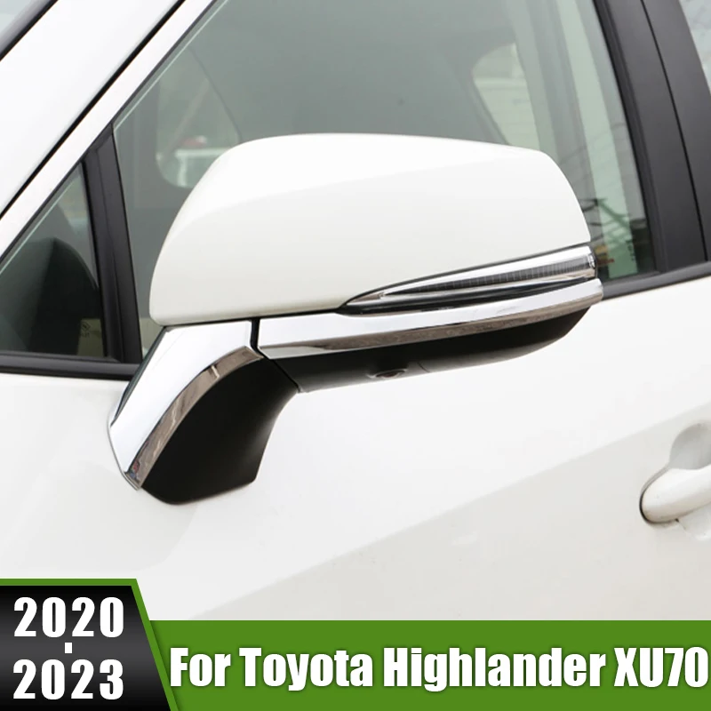 

For Toyota Highlander XU70 Kluger 2020 2021 2022 2023 Hybrid Car Side Door Rearview Mirror Cover Molding Trims Protector Strip