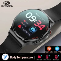 2022 ecgppg smart watch men temperature blood pressure monitor watches wireless charger fitness tracker waterproof smartwatch