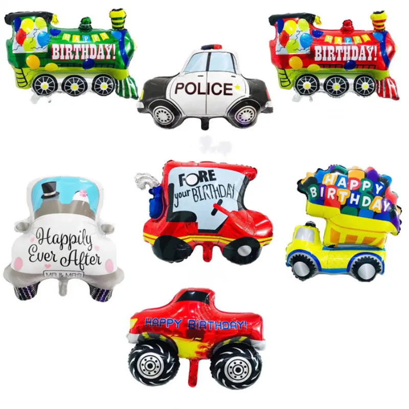 

Детская мультяшная Машина воздушный шар, поезд, самолет, воздушный шар из фольги, полицейский автомобиль, детские подарки, шапка для дня рож...