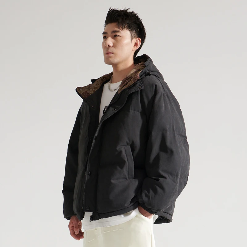 Cotton Clothing Men's Fashion Brand Autumn and Winter Thickening Ins Trendy Hooded Suede Casual Couple Coat