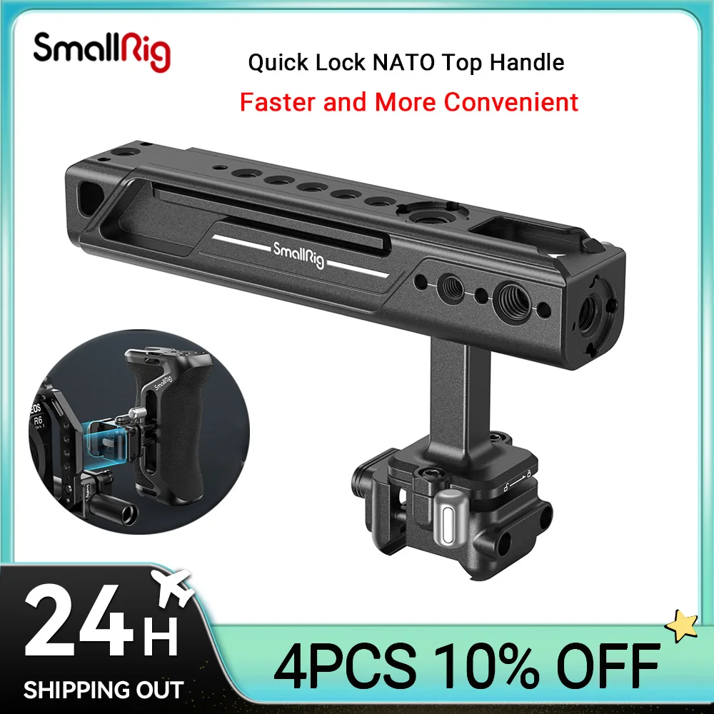 

SmallRig Quick Lock NATO Top Camera Handle Back/Forward Adjustable Handle Built-in Cold Shoe Mount, 1/4''-20 Thread Hole 4175