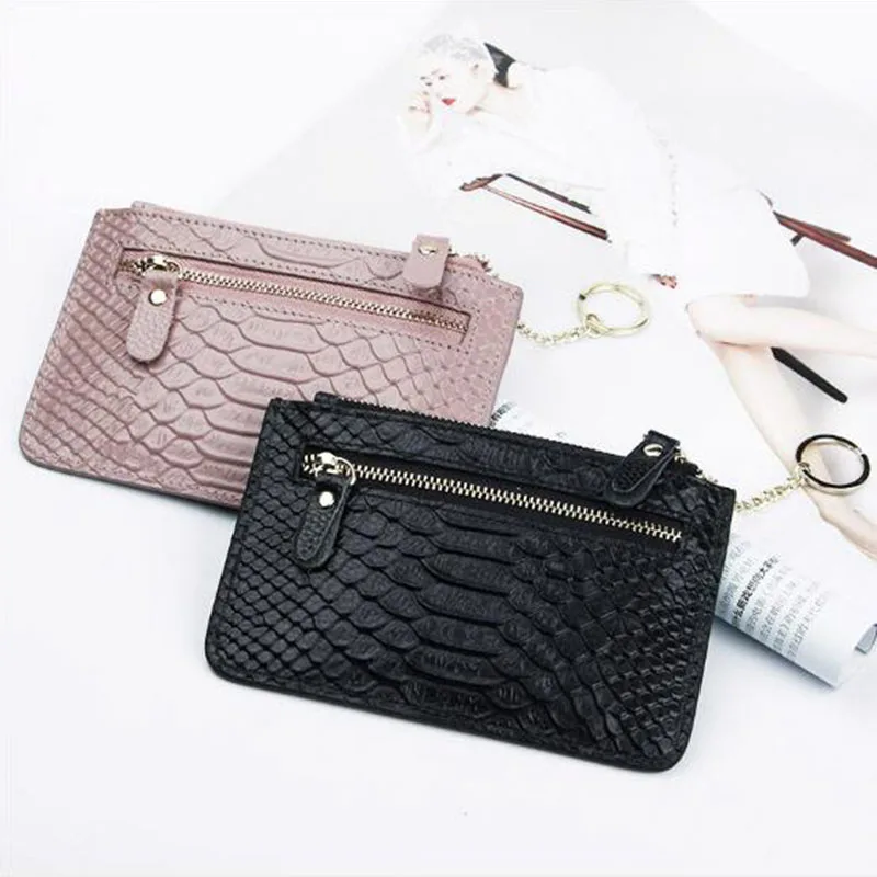 Luxury Brand Coin Purse Wallet Genuine Leather Small Coin Purse Design key Ring Double Zipper Coin Wallets Porte Monnaie Femme