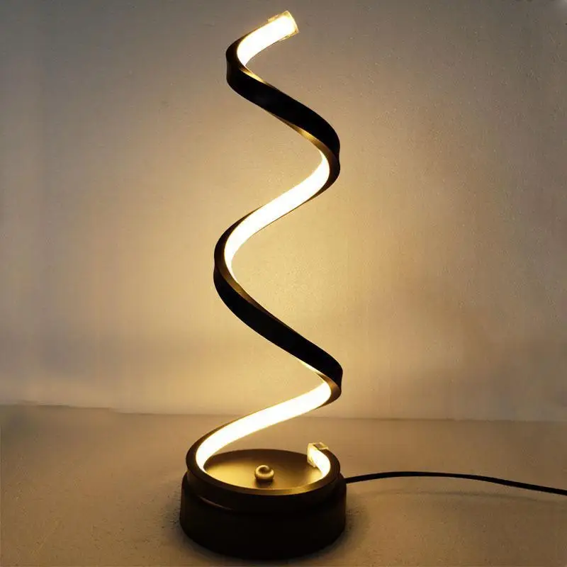 

AC110V 20W LED Eye Protection Acrylic Spiral Table Lamp with Plug Decoration for Bedroom Reading Lighting Black